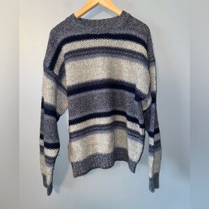 Preswick & Moore 100% wool crew neck Striped Grandpa Sweter